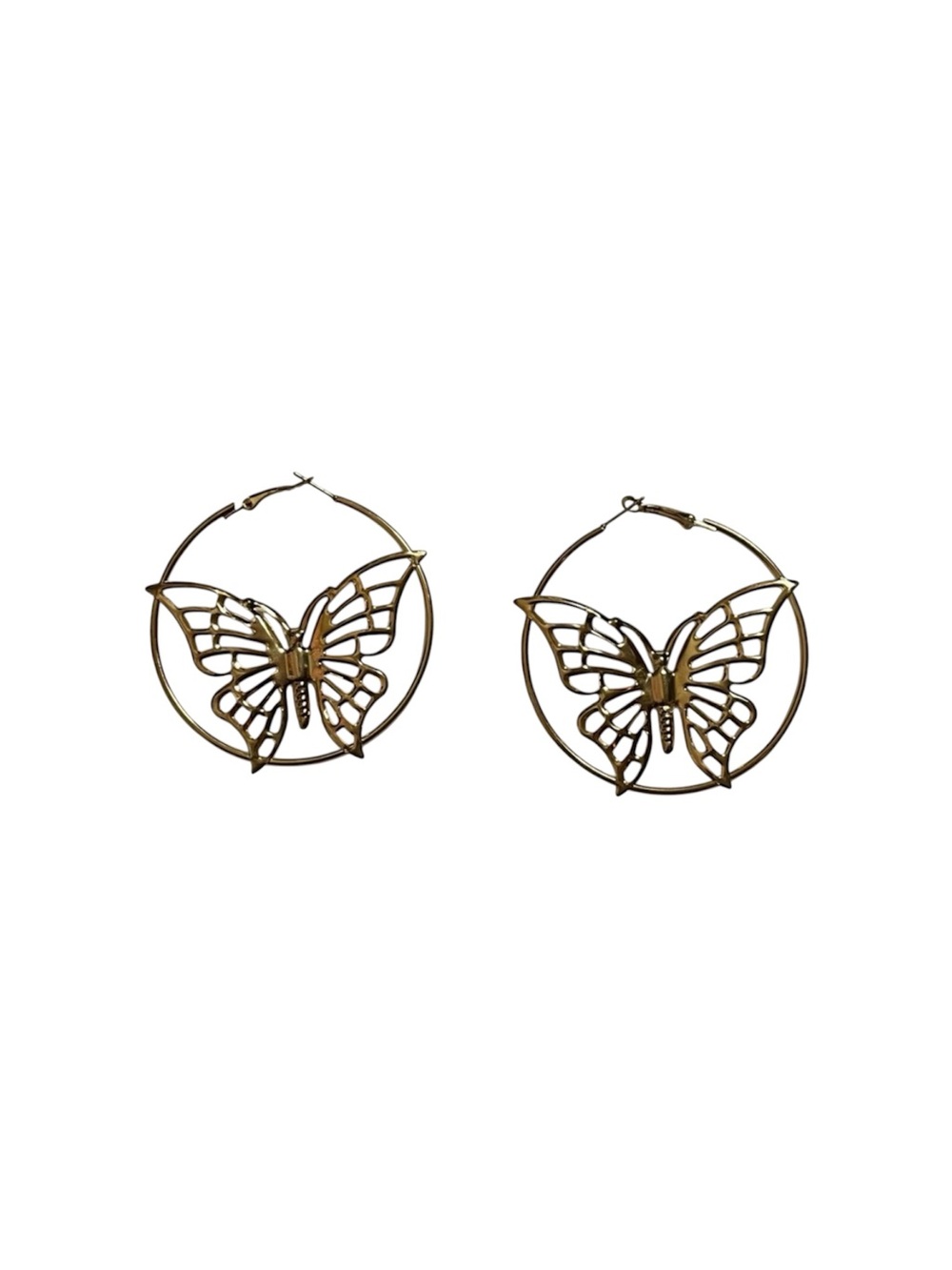 Gold Butterfly Hoop Earrings